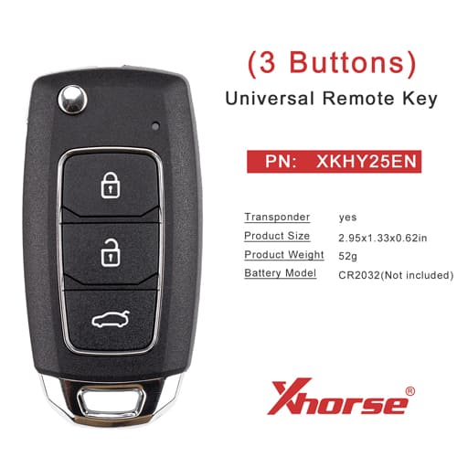 Xhorse Kabel-Flip-Fernschlüssel 3 Tasten XKHY25EN